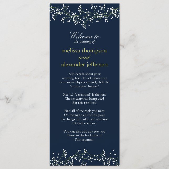 Sweet Baby's Breath Wedding Programme (Devant)