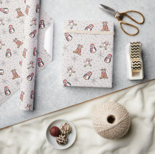 Sweet Babys First Christmas Winter Animals Wrapping Paper