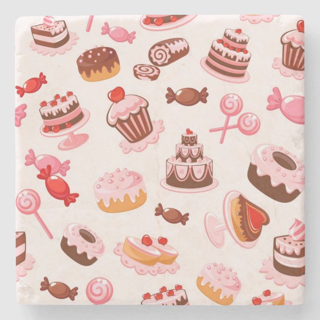 Sweet background stone coaster (Front)