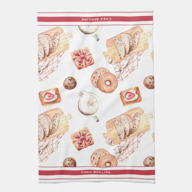 Sweet Baked Pastries Customizable Kitchen Towel (Vertical)