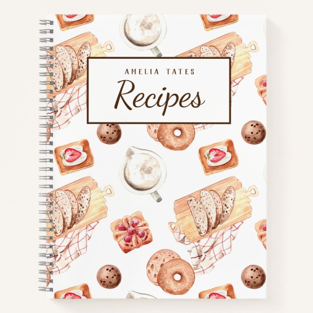 Sweet Baked Pastries Customizable Recipe Book (Front)