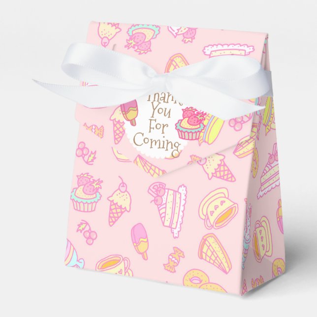 Sweet Bakery and Drinks Peach Favor Box (Front Side)