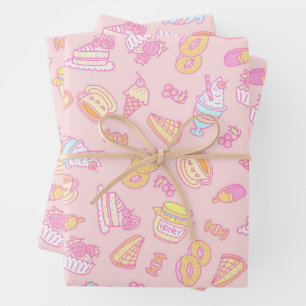 Sweet Bakery and Drinks Peach Wrapping Paper Sheet