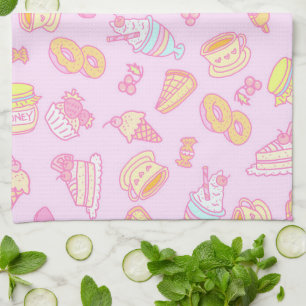 Sweet Bakery and Drinks Pink Kitchen Towel