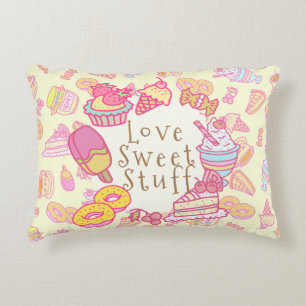 Sweet Bakery and Drinks Yellow Accent Pillow