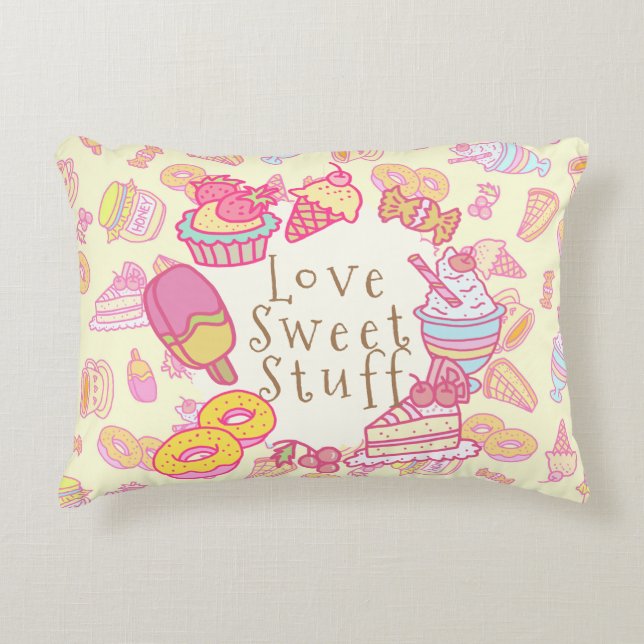 Sweet Bakery and Drinks Yellow Accent Pillow (Front)