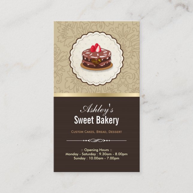 Sweet Bakery Boutique - Cakes Chocolates Pastry Business Card (Front)