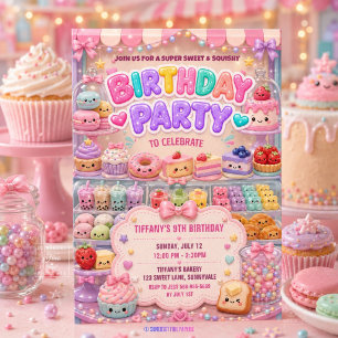 Sweet Bakery Cakes Squishies Birthday Party Invitation