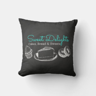 Sweet Bakery Chalkboard Business Throw Pillow