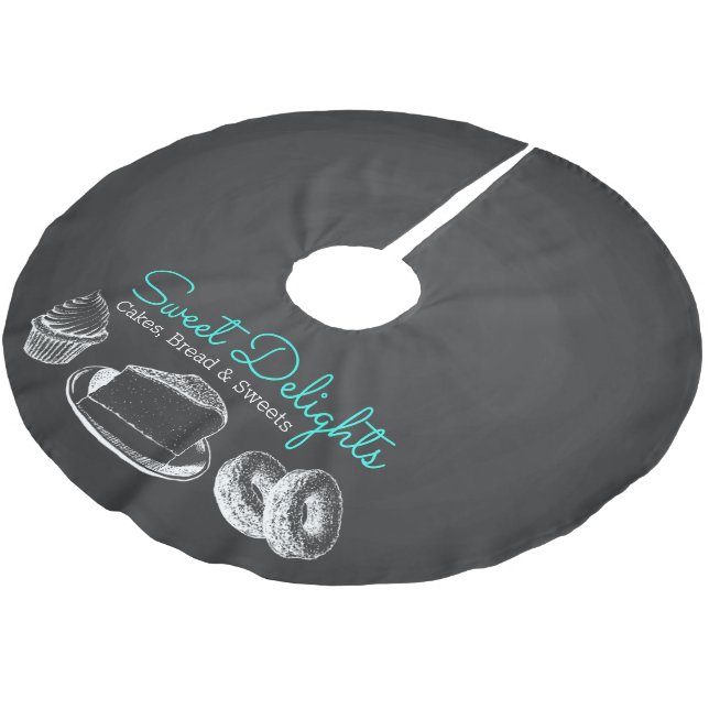 Sweet Bakery Chalkboard Christmas Brushed Polyester Tree Skirt (Angled)