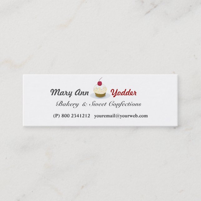 Sweet Bakery  Pretty Cupcakes Baker Confections Mini Business Card (Front)