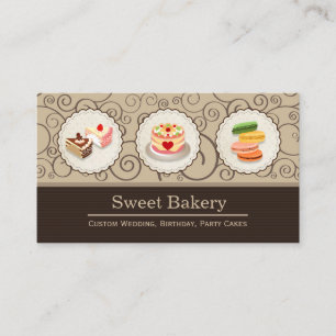 Sweet Bakery Store - Custom Cakes Pastry Macarons Business Card