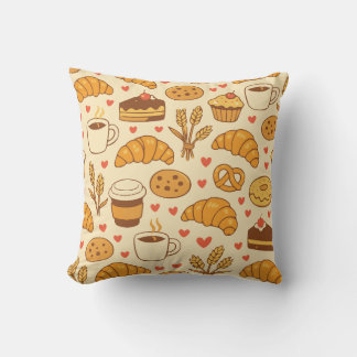 Sweet Bakery Treats & Coffee Seamless Pattern Throw Pillow