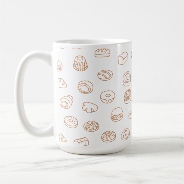 : 'Sweet Bakery Treats' Minimalist Pattern Mug (Left)
