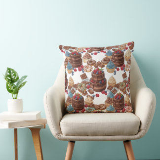 Sweet Bakery Treats Watercolor Throw Pillow