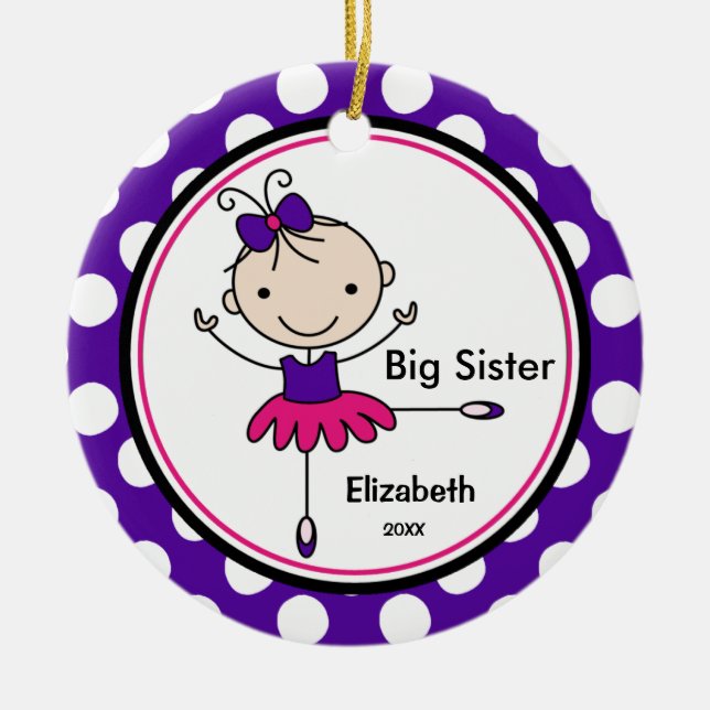 Sweet Ballerina Big Sister Christmas Ornament (Front)
