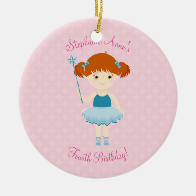 Sweet Ballerina Cupcake Celebration Ceramic Ornament (Front)