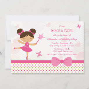 Sweet ballerina girl's birthday party invitation