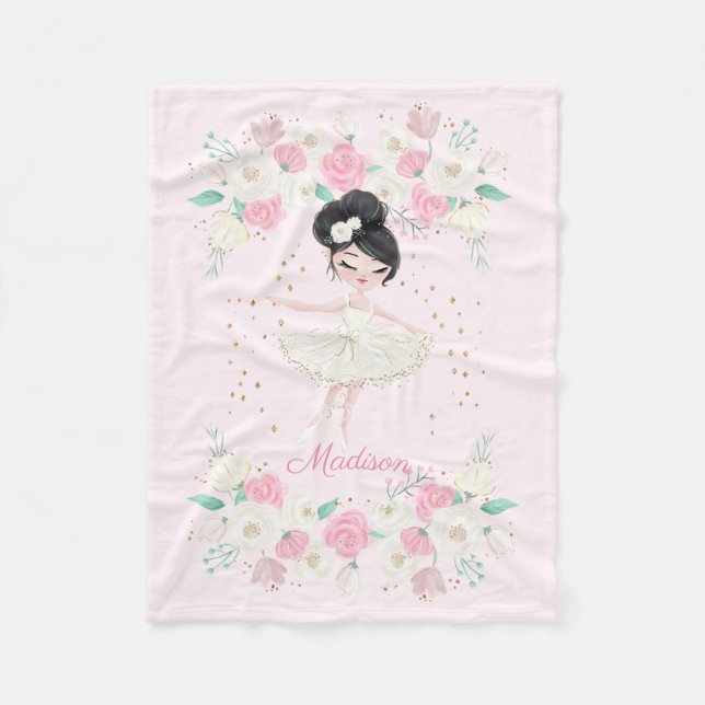 Sweet Ballerina Personalized Fleece Blanket (Front)