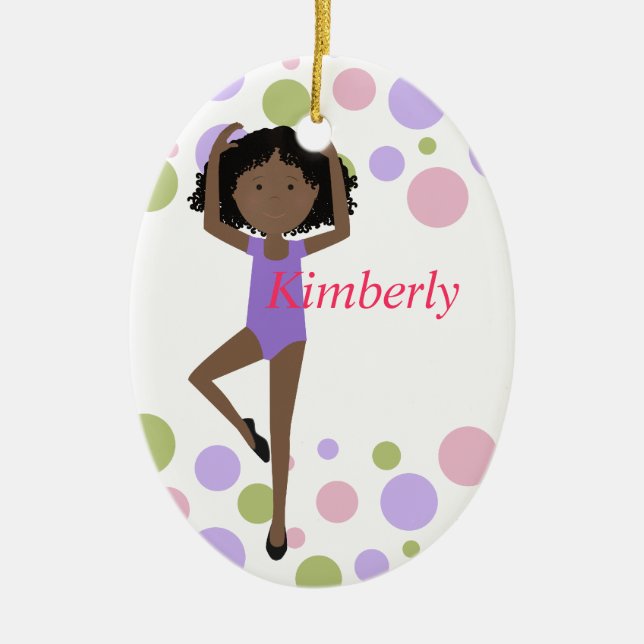 Sweet Ballerina Purple and Pink Ceramic Ornament (Front)