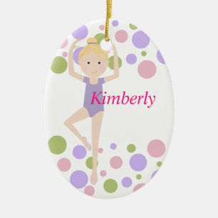Sweet Ballerina Purple and Pink Ceramic Ornament