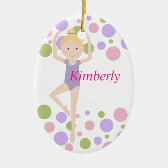 Sweet Ballerina Purple and Pink Ceramic Ornament (Front)