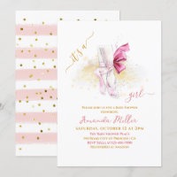 Sweet Ballet Shoes Illustration Baby Girl Shower
