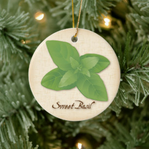 Sweet Basil Herb Ceramic Ornament