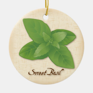 Sweet Basil Herb Ceramic Ornament