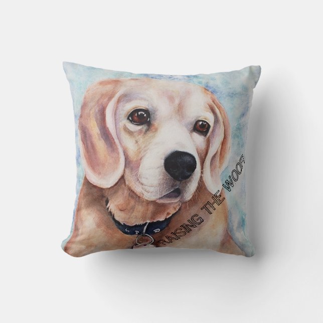 SWEET BEAGLE PUPPY THROW PILLOW (Front)