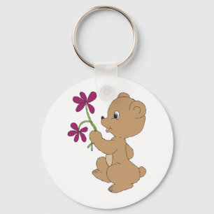 Sweet Bear Art Hand Drawn Baby Brown Bear Art Keychain