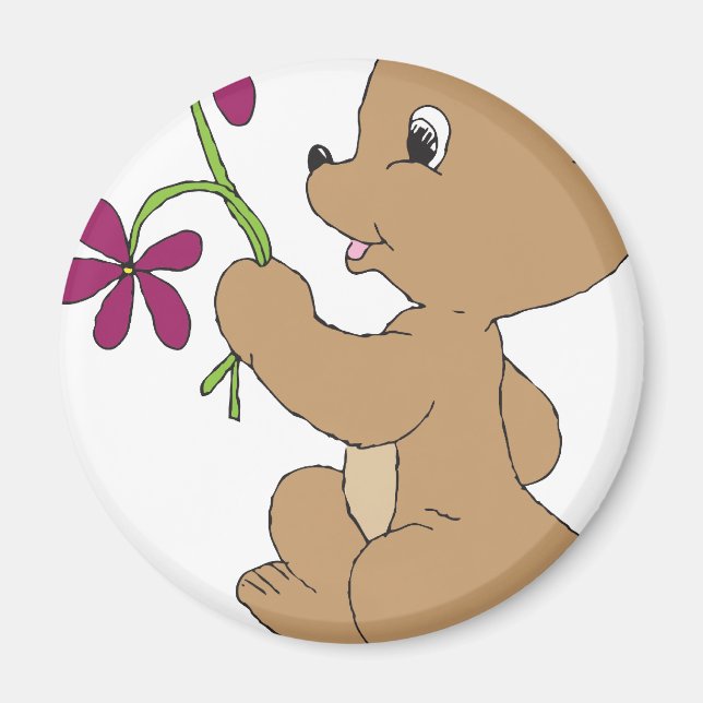 Sweet Bear Art Hand Drawn Baby Brown Bear Art  Magnet (Front)