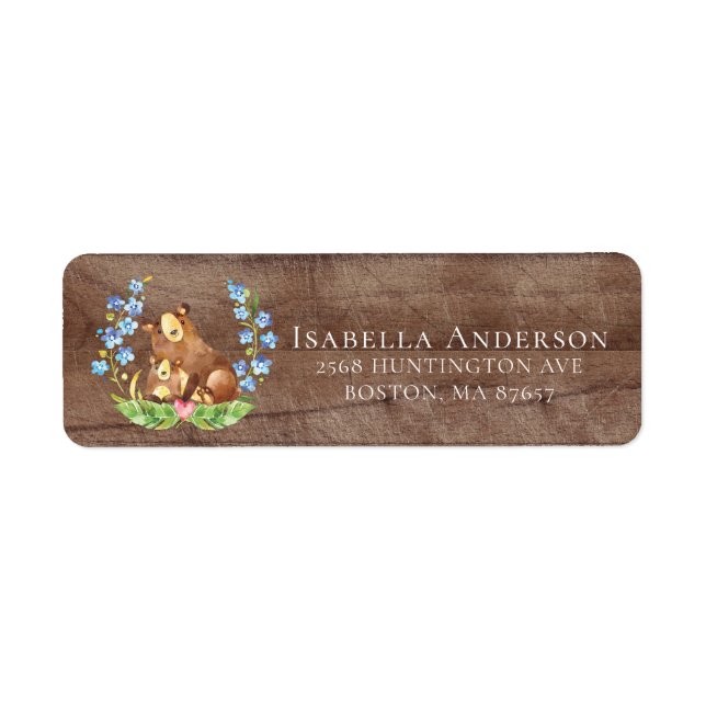 Sweet Bear Baby Shower Address Label (Front)