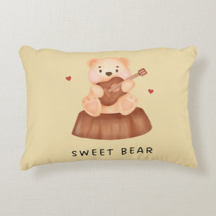 Sweet Bear Cotton Throw Accent Pillow