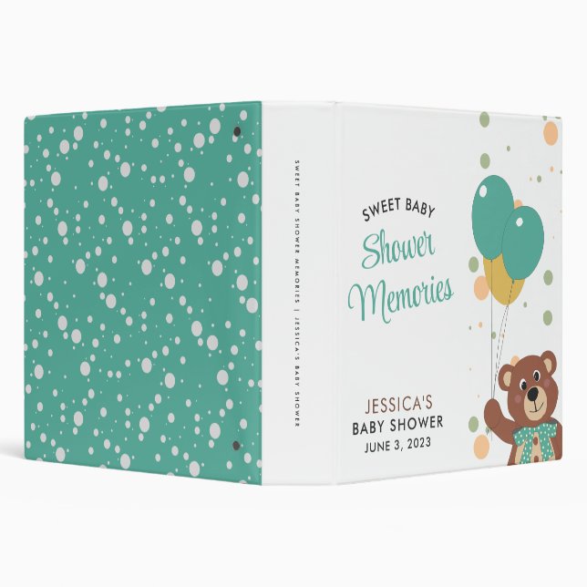 Sweet Bear Gender Neutral Baby Shower Photo Album Binder (Background)