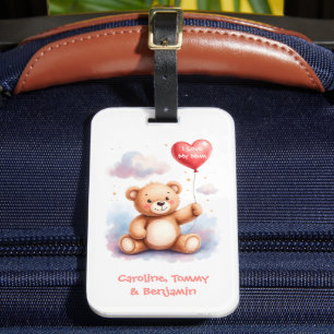 Sweet Bear Heart Balloon Travel Mom Luggage Tag