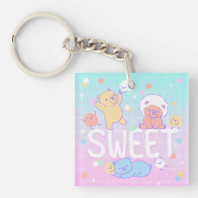 Sweet Bears with Fluffy Monsters Keychain (Front)