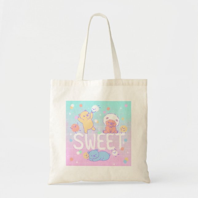 Sweet Bears with Fluffy Monsters Tote Bag (Front)