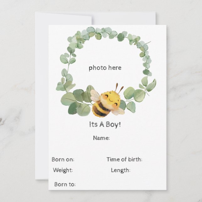 Sweet Bee Birth Announcement (Front)