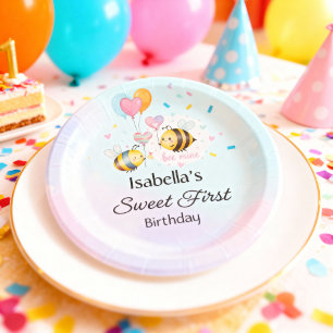 Sweet Bee First Birthday Personalized  Paper Plate
