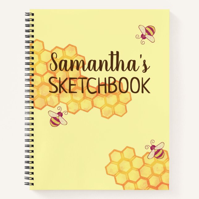 Sweet Bee Honeycomb Livre de croquis personnalisé (Devant)