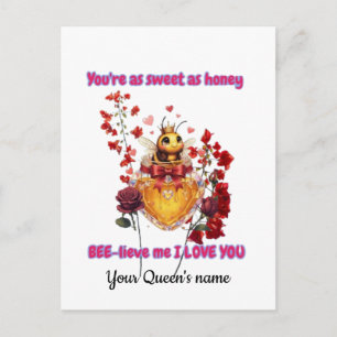 Sweet BEE mine-BEE lieve me i love you Postcard