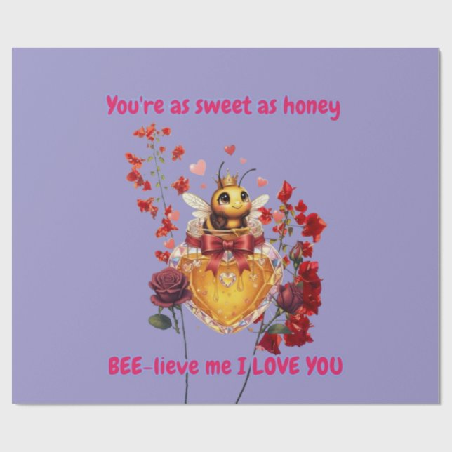Sweet BEE mine-BEE lieve me i love you Wrapping Paper (Flat)
