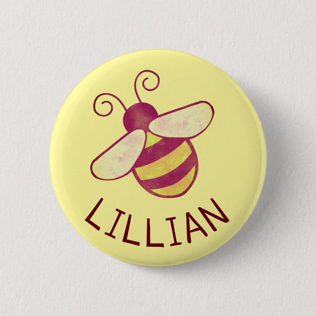 Sweet Bee Personalized Name Button (Front)