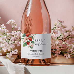 Sweet Berry in Love Strawberry Bridal Shower Sparkling Wine Label