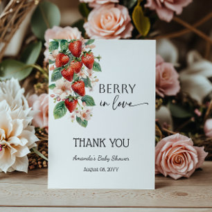 Sweet Berry in Love Strawberry Bridal Shower Thank You Card