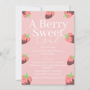 Sweet Berry Strawberry Girl Baby Shower Thank You Card
