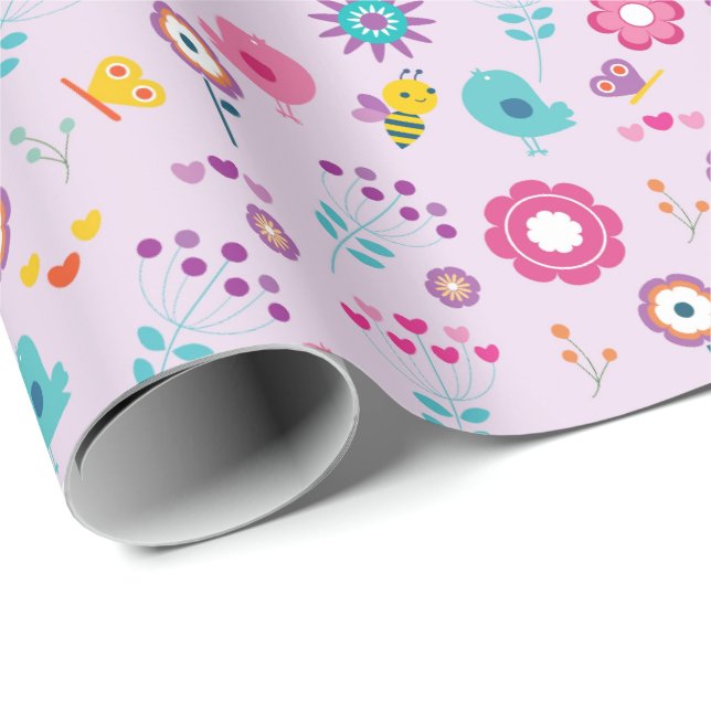 Sweet Bird & Bee Wrapping Paper (Roll Corner)