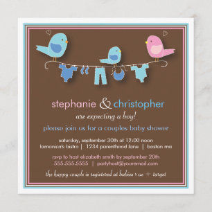 Sweet Bird Boy Couple Baby Shower Invitation
