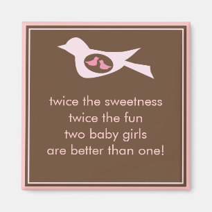 Sweet Bird Mommy with Twin Baby Girls Magnet